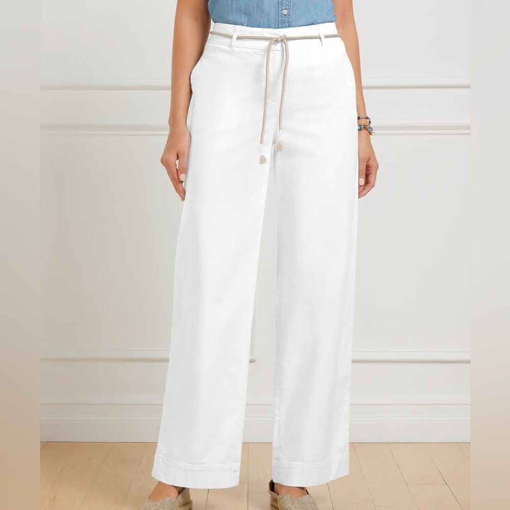 Talbots White Cotton Blend Wide-Leg Ankle Pants - Size 2P - New Condition